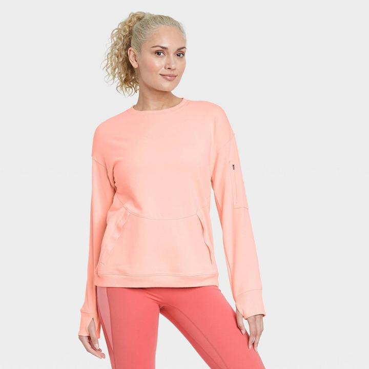Women's French Terry Modern Crewneck Sweatshirt - All In Motion Peach Orange