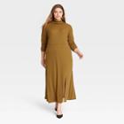 Women's Plus Size Long Sleeve Dress - Who What Wear Brown