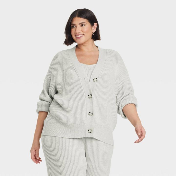 Women's Plus Size Cardigan - Ava & Viv Heather Gray