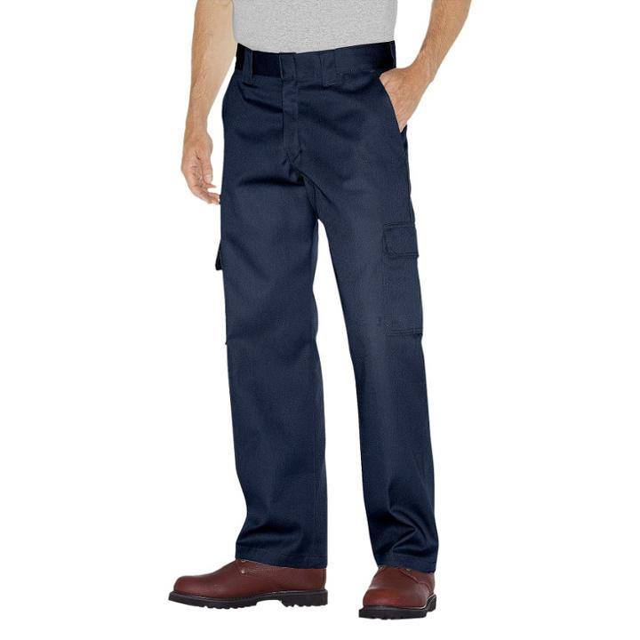 Dickies Men's Relaxed Straight Fit Twill Cargo Work Pants- Dark Navy