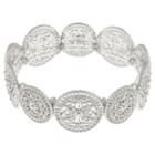 Distributed By Target Women's Stretch Bracelet With Filigree Casting - Rhodium