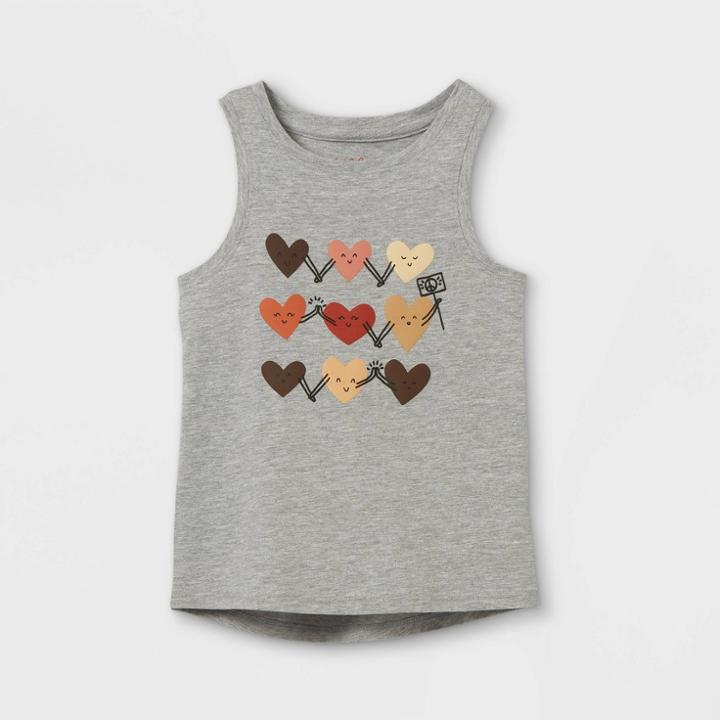 Toddler Girls' Heart Graphic Tank Top - Cat & Jack Gray