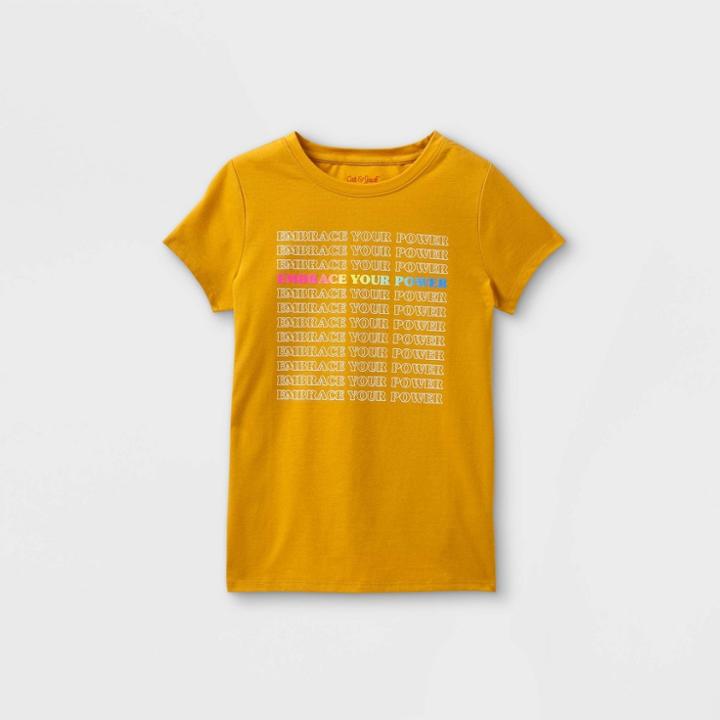 Girls' 'embrace Your Power' Short Sleeve Graphic T-shirt - Cat & Jack Mustard Yellow