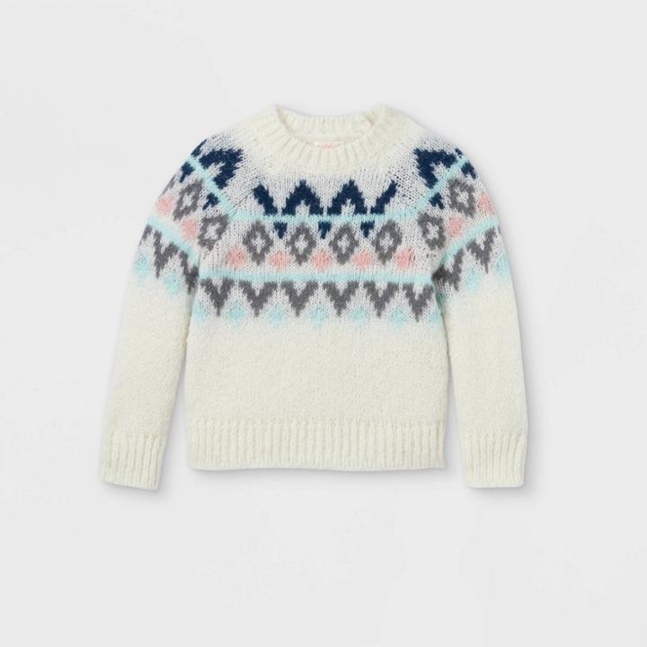 Toddler Girls' Fair Isle Pullover Sweater - Cat & Jack Cream