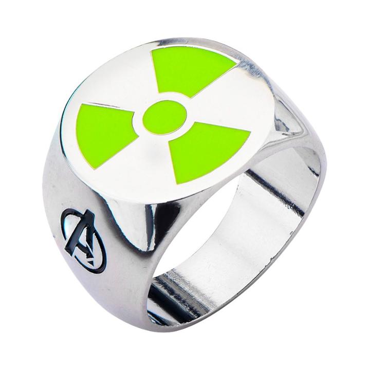 Men's Marvel Avengers Stainless Steel Radioactive Hulk Logo Ring,