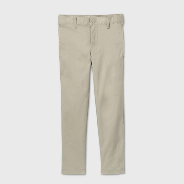 Boys' Flat Front Stretch Uniform Straight Fit Pants - Cat & Jack Light Khaki
