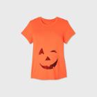 Maternity Short Sleeve Scoop Neck Pumpkin Face Graphic T-shirt - Isabel Maternity By Ingrid & Isabel Orange
