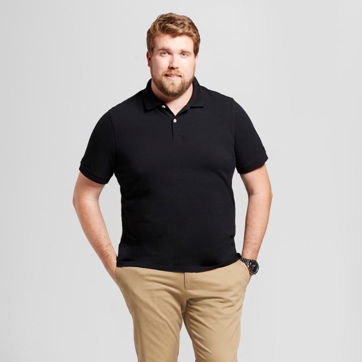 Men's Big & Tall Standard Fit Pique Polo Shirt - Goodfellow & Co Black