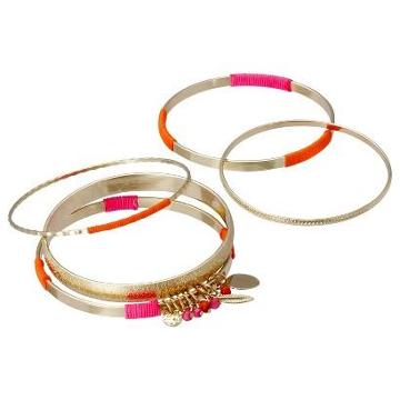 Sequin Women's Wrapped Bangle Bracelet Set - Pink/gold