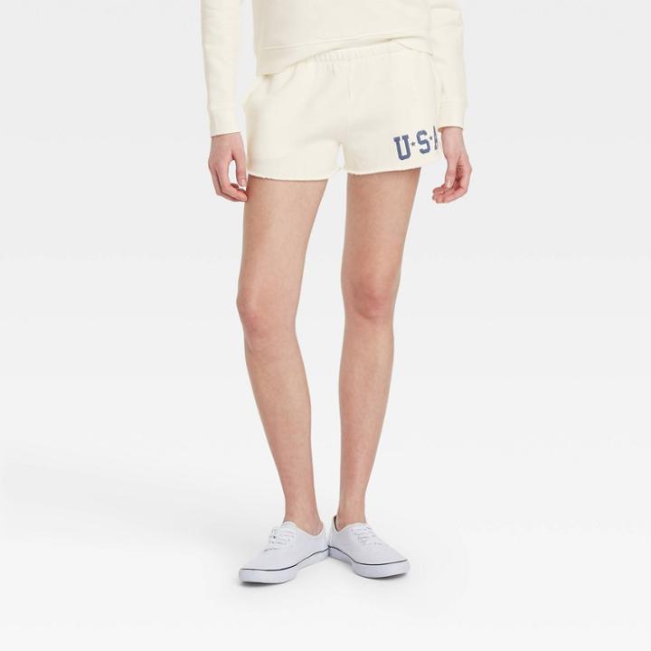 Grayson Threads Women's Usa Graphic Jogger Shorts - White