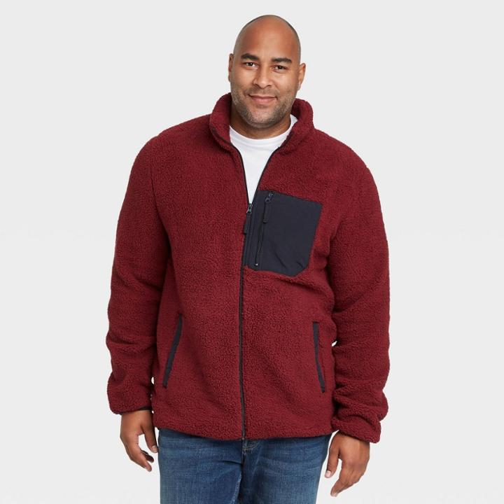Men's Tall Full-zip Sherpa Jacket - Goodfellow & Co Red