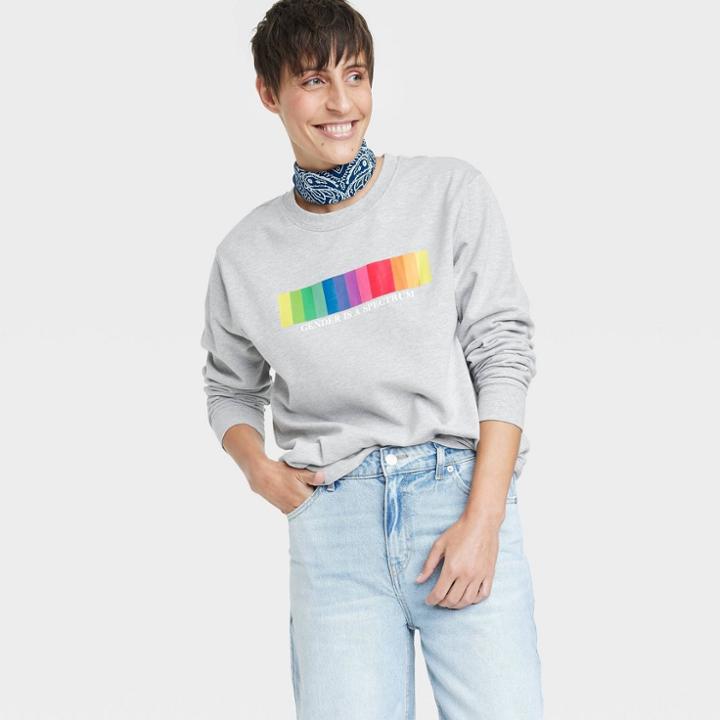 Pride Ph By The Phluid Project Adult 'gender Is A Spectrum' Pullover Sweatshirt - Heather Gray