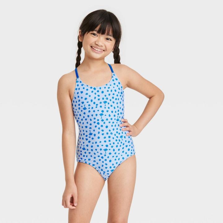 Girls' Sea Tropic Sleeveless Swimsuit - Cat & Jack Blue