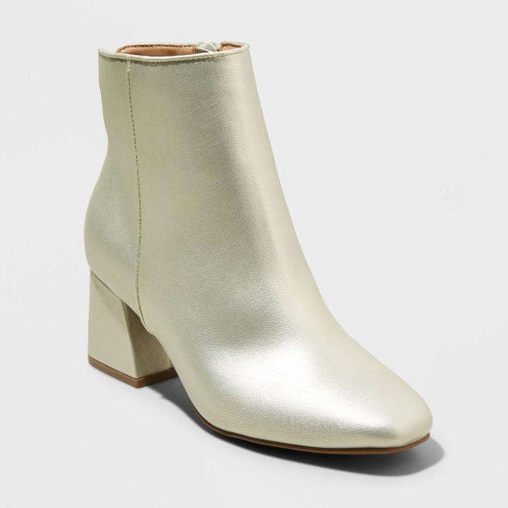 Women's Adele Block Heeled Ankle Boots - A New Day Gold
