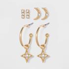 Cubic Zirconia Earring Set 3pc - A New Day Gold
