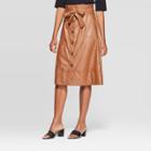 Women's A Line Paperbag Midi Skirt - Who What Wear Brown