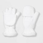 Girls' Convertible Fleece Glove - Cat & Jack Almond Cream 4-7, Girl's, White