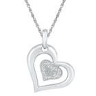 Target Diamond Accent White Diamond Prong Set Double Heart Pendant In Sterling Silver (ij-i2-i3), Girl's