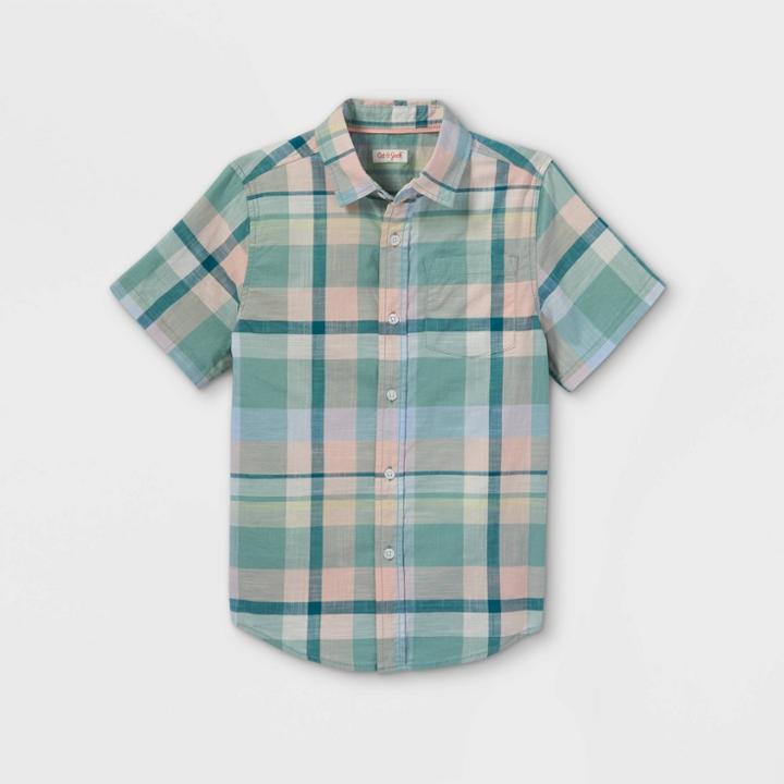Boys' Woven Button-down Short Sleeve Shirt - Cat & Jack Cream