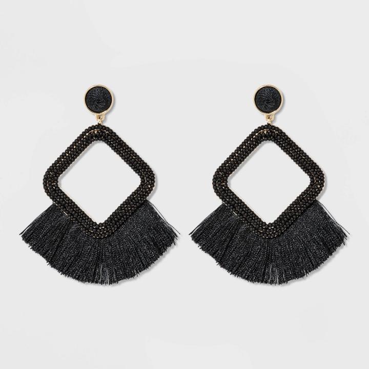 Sugarfix By Baublebar Fringe Hoop Earrings - Black, Women's