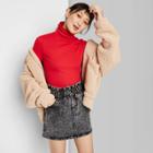 Women's Long Sleeve Mock Turtleneck Ribbed T-shirt - Wild Fable Red