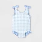 Baby Girls' Gingham Check One Piece Swimsuit - Cat & Jack Blue