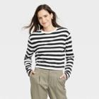 Women's Long Sleeve Boxy T-shirt - A New Day Black/white