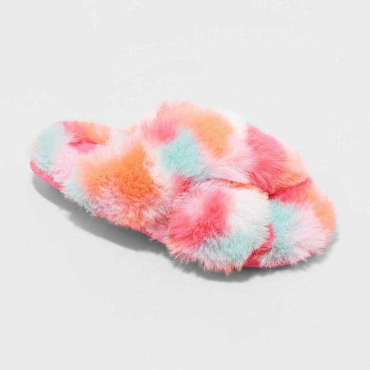 Girls' Brooklyn Crossband Fur Slippers - Cat & Jack S,
