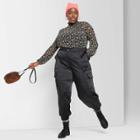 Women's Plus Size High-rise Cargo Pants - Wild Fable Black 1x, Women's,