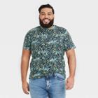 Men's Tall Floral Print Short Sleeve Novelty Crewneck Jersey T-shirt - Goodfellow & Co Green