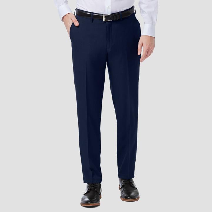 Haggar H26 Men's Premium Comfort Slim Fit Flat Front Pants - Blue
