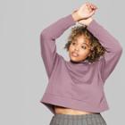 Women's Plus Size Cropped Mock Neck Fleece Pullover - Wild Fable Plum