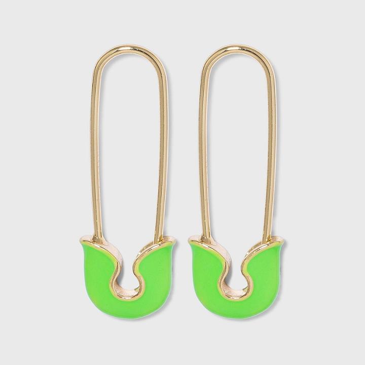 Sugarfix By Baublebar Enamel Safety Pin Drop Earrings - Green
