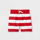 Toddler Boys' Striped Swim Trunks - Cat & Jack Red/white