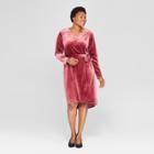 Women's Plus Size Velour Wrap Dress - Ava & Viv Burgundy