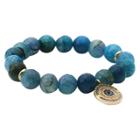 Women's Zirconite Eye Charm Faceted Colored Stones Stretch Bracelet-blue, Blue