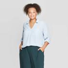 Women's Plus Size Long Sleeve Collared Utility Pocket Shirt - Ava & Viv