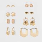 Target Semiprecious Howlite Stone And Geo Shape Multi Earring Set 8ct - Universal Thread Gold, Women's