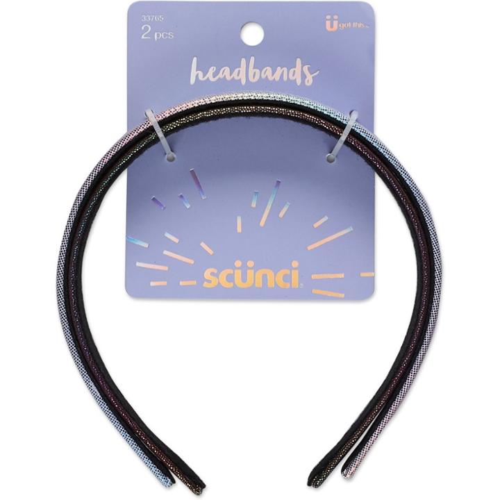 Scünci Scunci Holographic Fabric Headband - 2pk,
