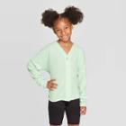 Girls' Long Sleeve Cardigan - Art Class Green
