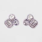 Cluster Stone Button Earrings - A New Day Purple