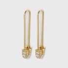 Sugarfix By Baublebar 14k Gold Plated Crystal And Gold Safety Pin Drop Earrings - Gold