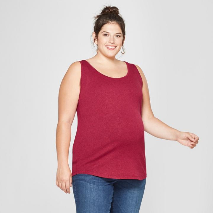 Maternity Plus Size Scoop Neck Tank - Isabel Maternity By Ingrid & Isabel Red Heather 3x, Dark Red Heather