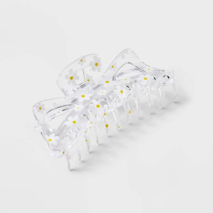 Jumbo Daisy Print Claw Hair Clip - Wild Fable Clear