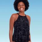 Women's Slimming Control Tiered Tankini Top - Dreamsuit By Miracle Brands Black Floral