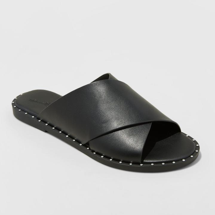 Women's Kyleigh Wide Width Cross Band Slide Sandals - Universal Thread Black 10w,