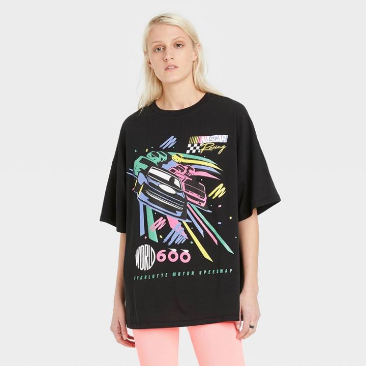 Women's Nascar Oversized Short Sleeve Graphic T-shirt - Black