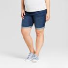 Maternity Plus Size Crossover Panel Bermuda Shorts - Isabel Maternity By Ingrid & Isabel Dark Wash 16w, Women's, Blue