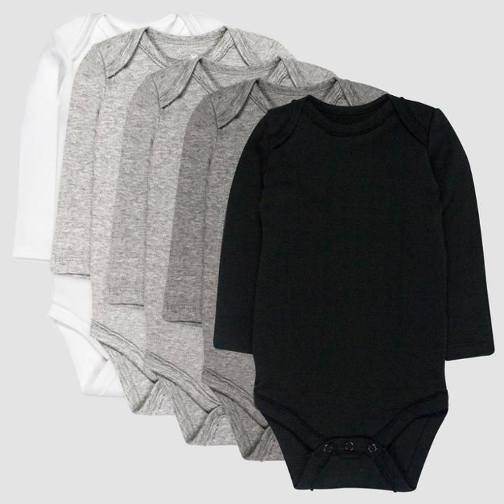 Honest Baby 5pk Long Sleeve Bodysuit - Gray