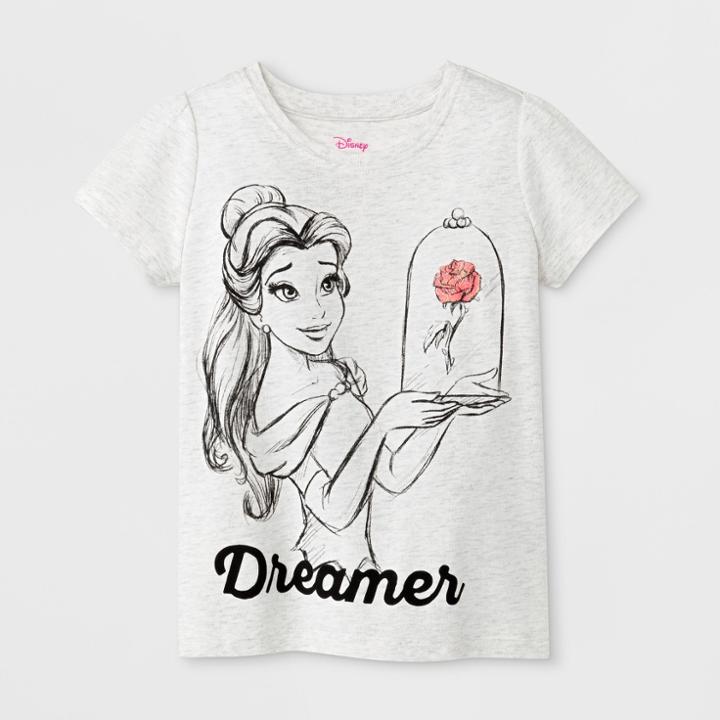 Toddler Girls' Disney Princess Belle Short Sleeve T-shirt - White